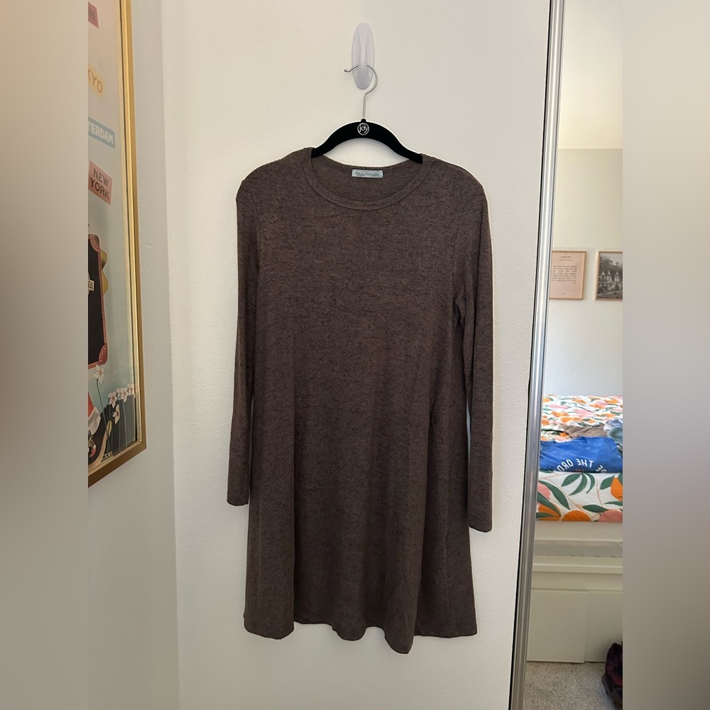 Brown Long Sleeve Dress for Fall Autumn Business Casual
